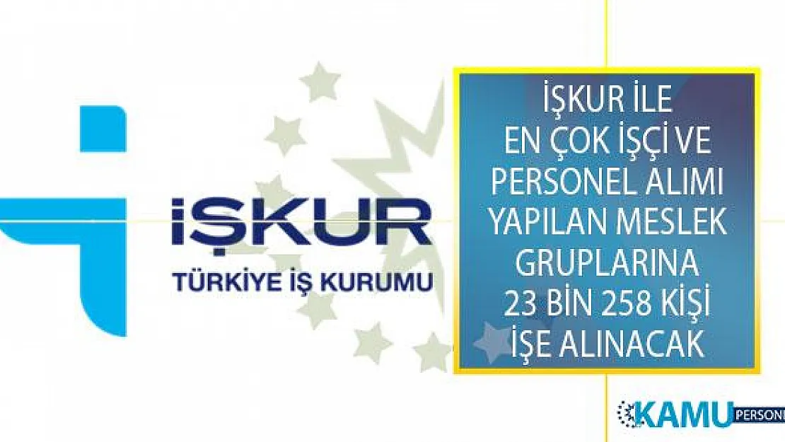 İŞKUR İle En Çok İşçi ve Personel Alımı Yapılan Meslek Gruplarına 23 Bin 258 Kişi İşe Alınacak!