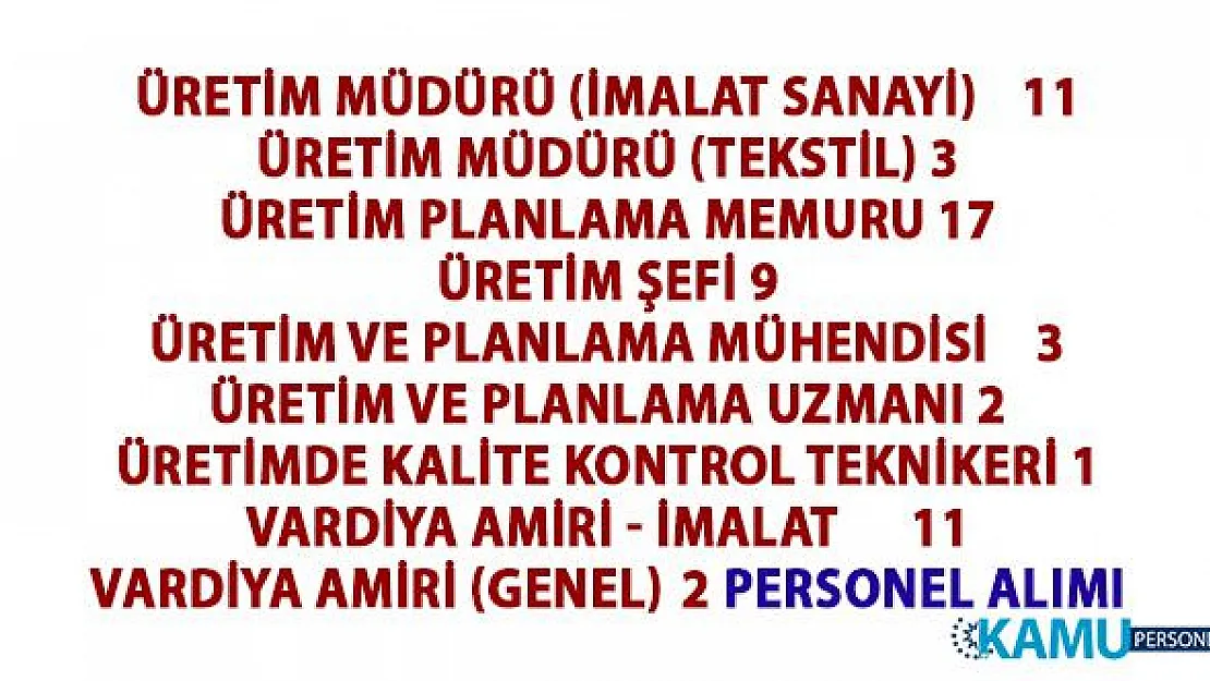 İŞKUR imalat sanayide üretim müdürü, üretim şefi, mühendisi ve üretim memuru alacak!