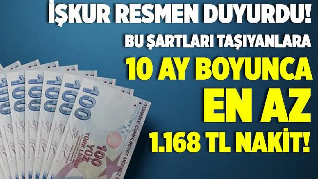 İŞKUR resmen duyurdu! Bu şartları taşıyan herkese 10 ay boyunca en az 1.168 TL nakit ödeme yapılacak!