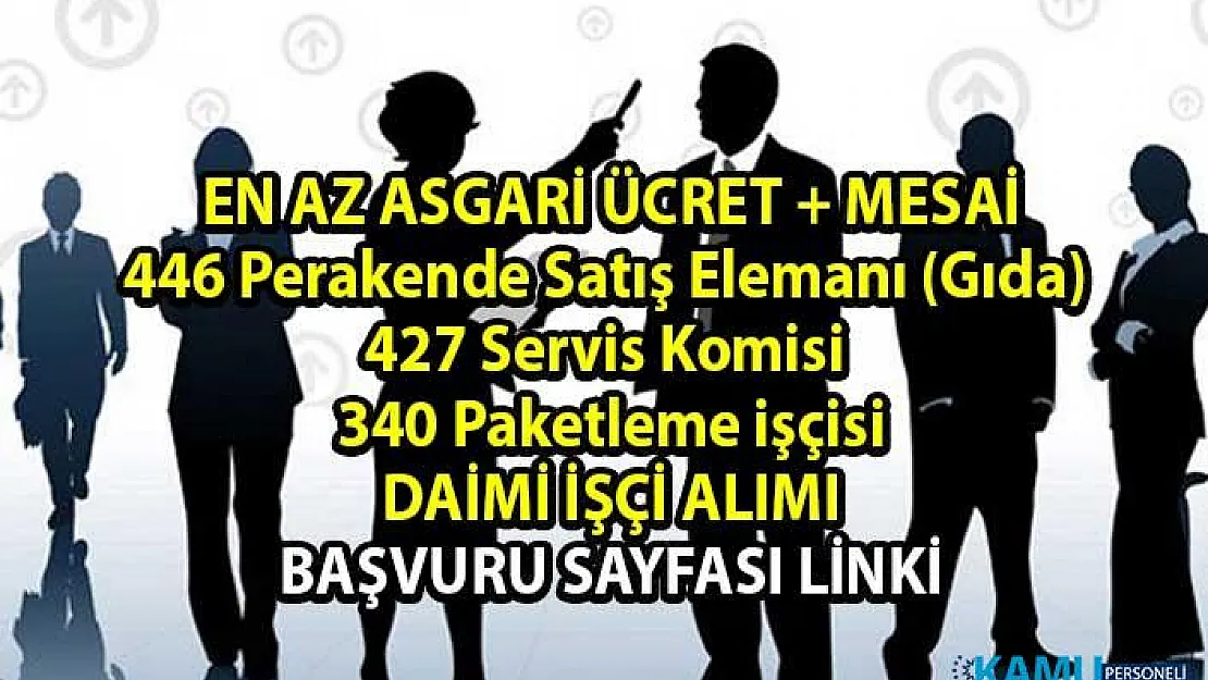 İŞKUR tarafından 446 Perakende Satış Elemanı (Gıda), 427 Servis Komisi, 340 Paketleme elemanı daimi işçi alımı yapılacaktır!