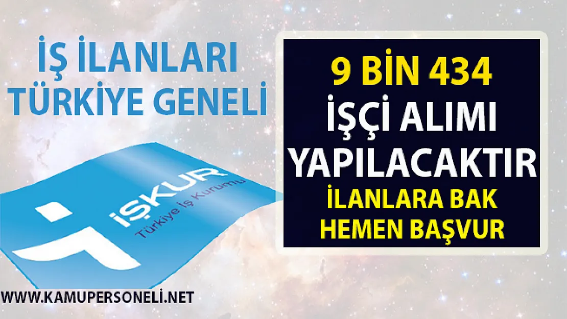 İŞKUR tarafından 9 bin 434 işçi alımı yapılacak!. İş başvurusu nasıl yapılır? Yeni iş ilanları!..