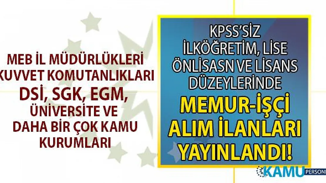 İŞKUR tarafından MEB, MSB, DSİ, SGK ve daha birçok kamu kurumuna KPSS'siz memur-işçi alımı yapılacak! Başvuru şartları ve İŞKUR kamu ilanları iş başvurusu ekranı