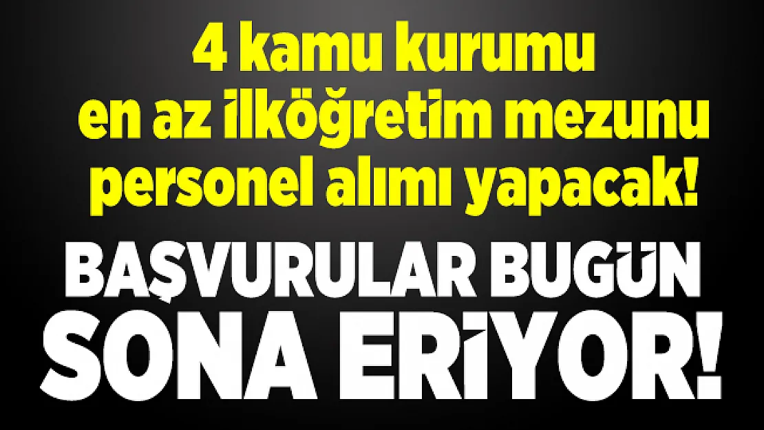 İŞKUR üzerinden 4 kamu kurumu en az ilköğretim mezunu personel alımı yapacak! Başvurular bugün sona eriyor!