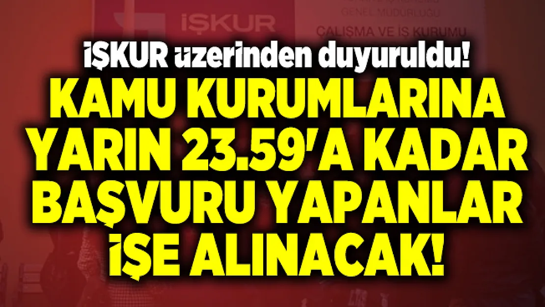 İŞKUR üzerinden duyuruldu! Kamu kurumlarına yarın 23.59'a kadar başvuru yapanlar işe alınacak!