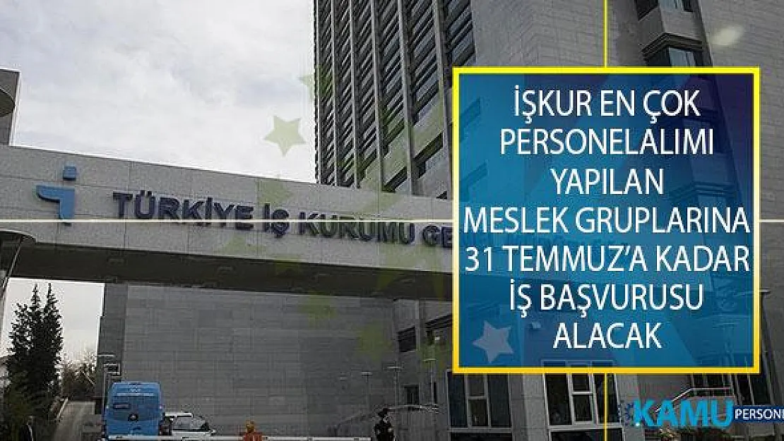 İŞKUR Üzerinden En Çok Personel Alımı Yapılan Meslek Gruplarına 31 Temmuz 2019 Tarihine Kadar En Az Okur Yazar Olanların İş Başvurusu Alınacak!