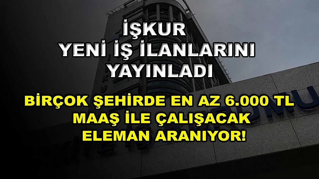 İŞKUR yeni iş ilanlarını yayınladı: Birçok şehirde en az 6.000 TL maaş ile çalışacak eleman aranıyor!