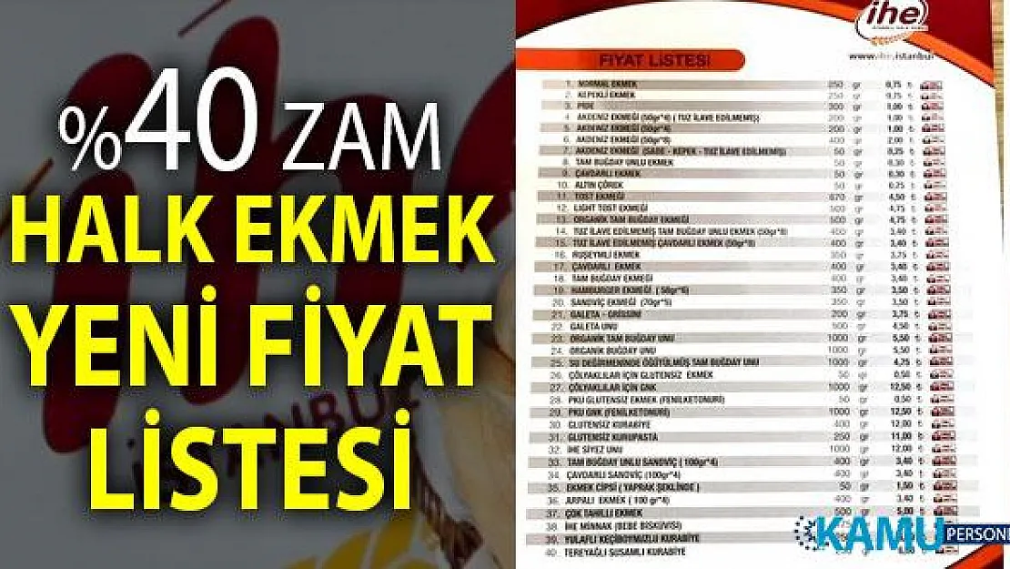 İstanbul Halk Ekmek Yeni Fiyat Listesi. Halk Ekmek zammı sonrası ekmek ve simit fiyatları