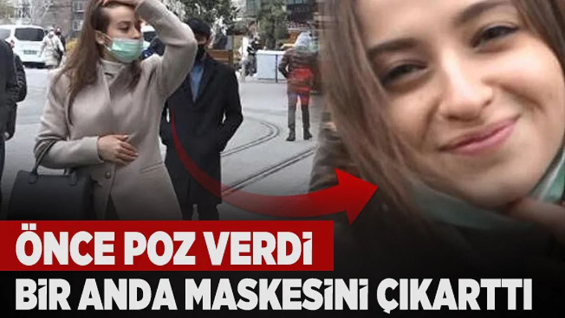 İstanbul'da İstiklal Caddesi'nde ilginç anlar! Önce poz verdi sonra maskesini çıkarttı
