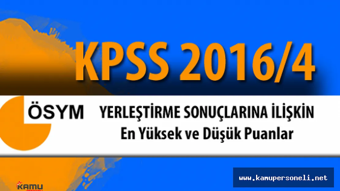 İşte KPSS 2016/4 Yerleştirme Sonuçlarına İlişkin En Küçük ve En Büyük Puanlar