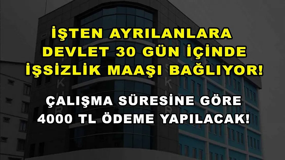 İşten ayrılanlara devlet 30 gün içinde işsizlik maaşı bağlıyor! Çalışma süresine göre 4000 TL ödeme yapılacak!