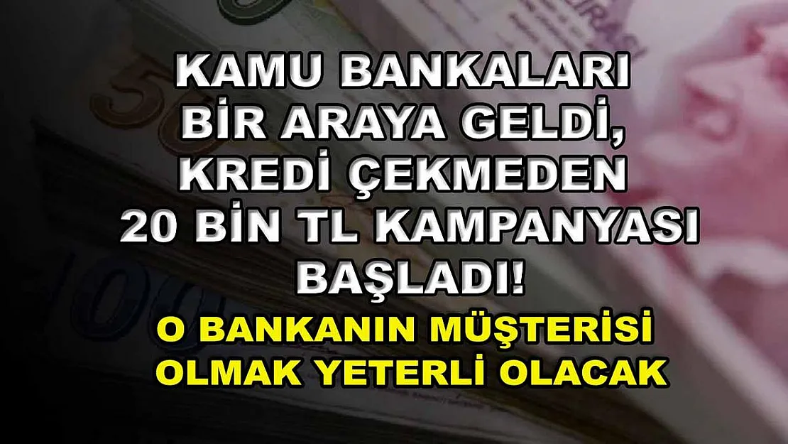 Kamu bankaları bir araya geldi, kredi çekmeden 20 bin TL kampanyası başladı! O bankanın müşterisi olmak yeterli olacak