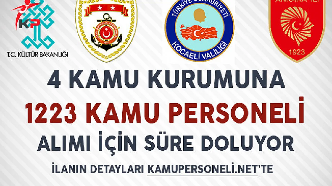 Kamu Kurumlarına 1223 Memur Alımı İçin Süre Doluyor!