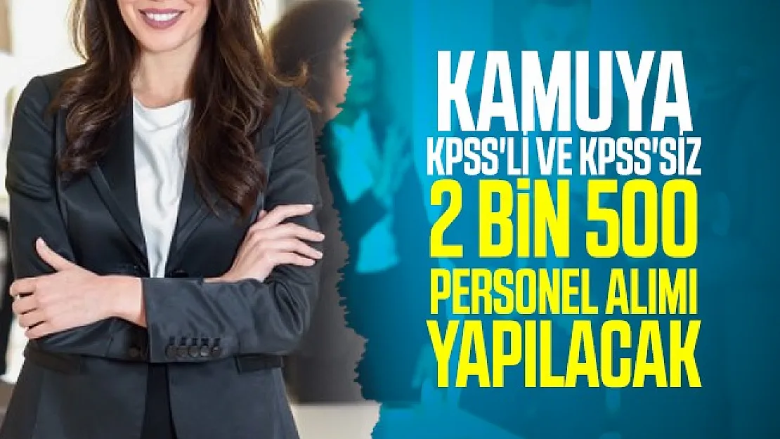Kamu kurumlarında istihdam edilmek üzere KPSS'li ve KPSS'siz 2 bin 500 personel alımı yapılacak!