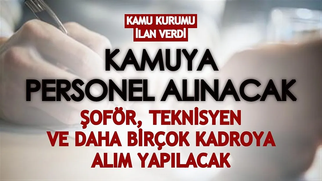 Kamu kurumu personel alım ilanı verdi! Şoför, teknisyen ve daha birçok kadroya alım yapılacak
