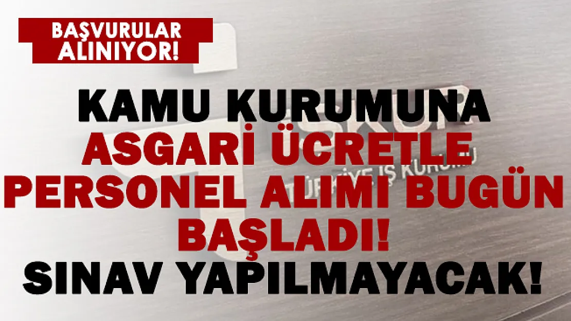 Kamu kurumunda asgari ücretle çalışacak eleman alımı başladı! Sınav yapılmayacak!