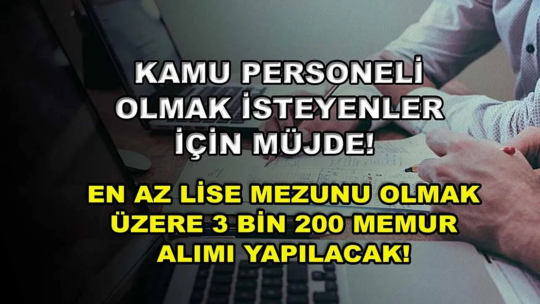Kamu Personeli Olmak İsteyenler İçin Müjde! En Az Lise Mezunu Olmak Üzere 3 bin 200 Memur Alımı Yapılacak!