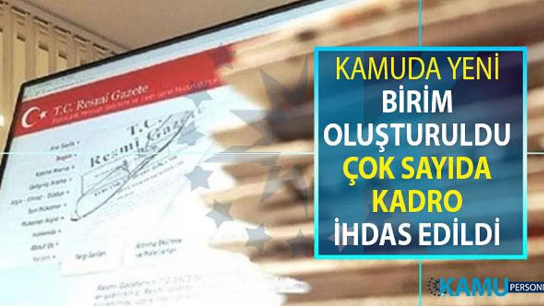 Kamuda Yeni Birim Oluşturuldu ! Çok Sayıda Kadro İhdası Yapıldı