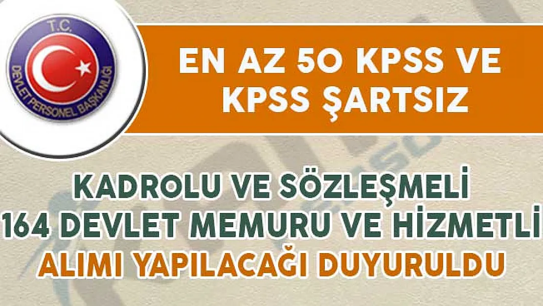 Kamuya DPB Aracılığıyla 164 Memur ve Hizmetli Alımı Yapılıyor