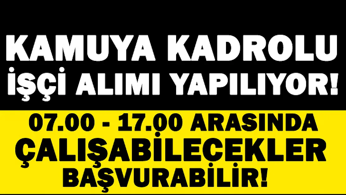 Kamuya kadrolu temizlik ve güvenlik görevlisi alınacak! 07.00 – 17.00 arasında çalışabilecekler başvurabilir!