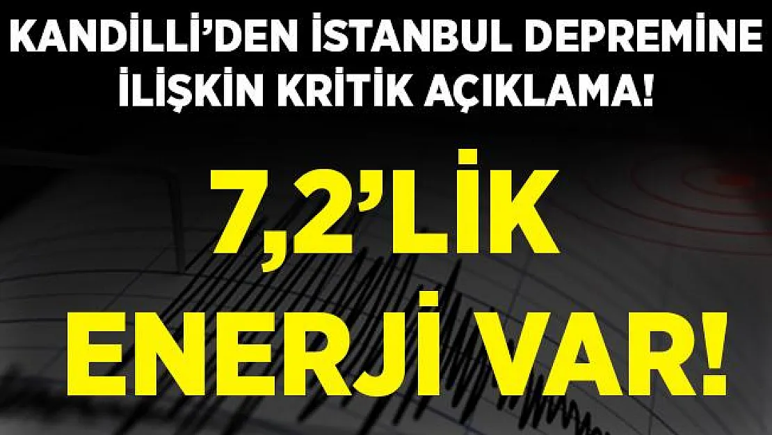 Kandilli'den beklenen büyük Marmara depremine ilişkin kritik açıklama! 7,2'lik enerji var!