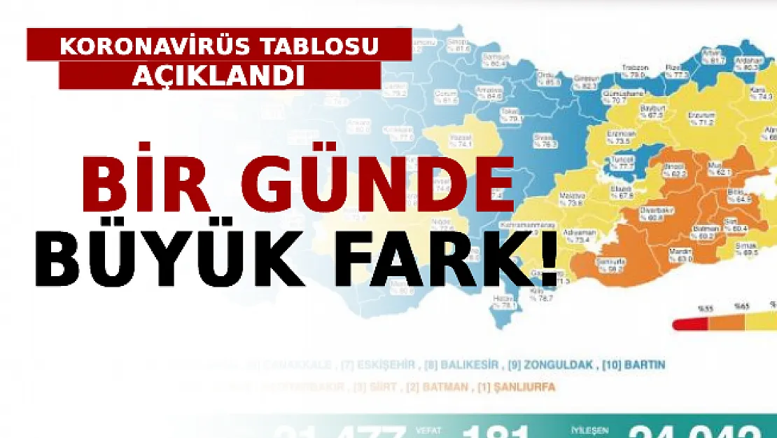 Koronavirüs Tablosu Açıklandı: 1 Günde Büyük Fark!