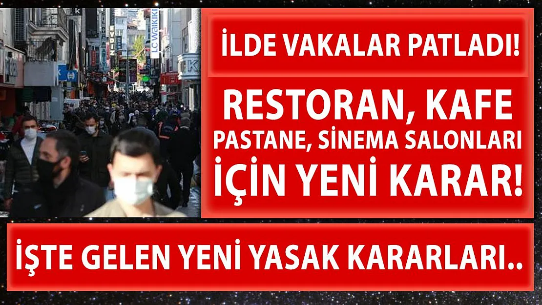 Koronavirüs vakaları fırlayınca o ilimiz için yeni tedbir kararları alındı! Restoran, kafe, pastane..