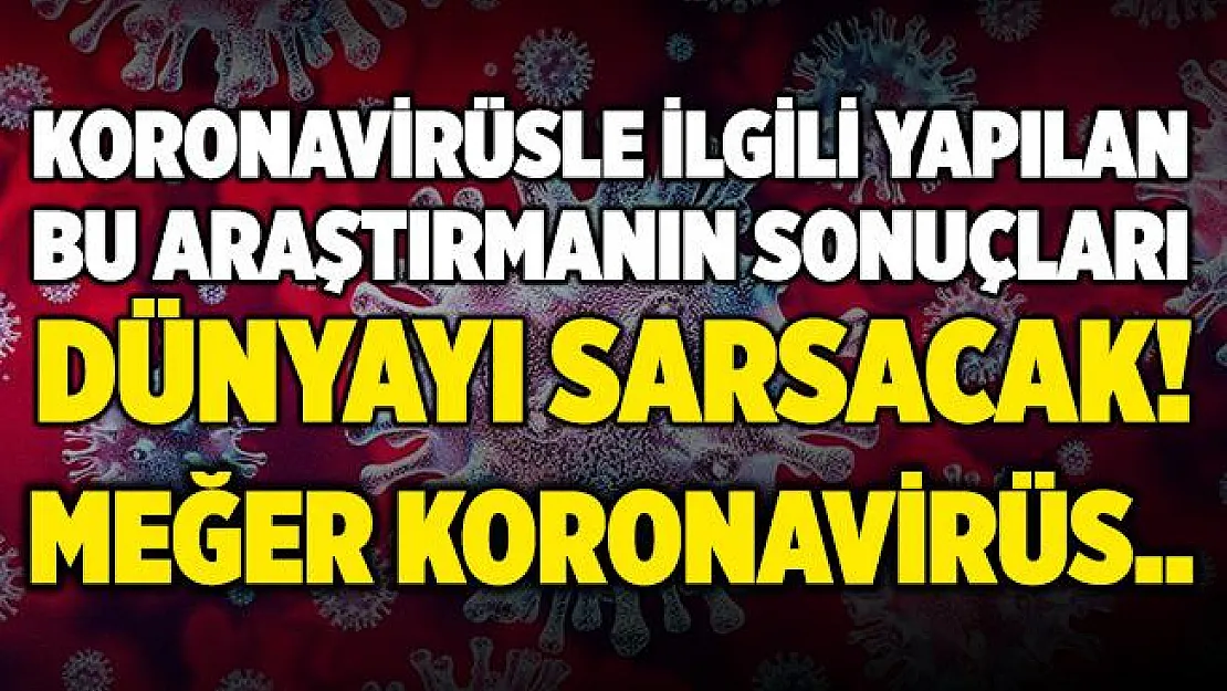 Koronavirüsle ilgili yapılan bu araştırmanın sonuçları dünyayı sarsacak! Meğerse koronavirüs..