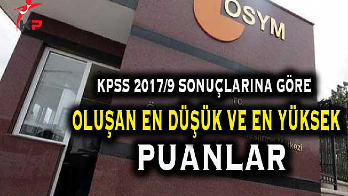 KPSS 2017/9 Tercih Sonuçlarına Göre Oluşan En Düşük ve En Yüksek Puanlar