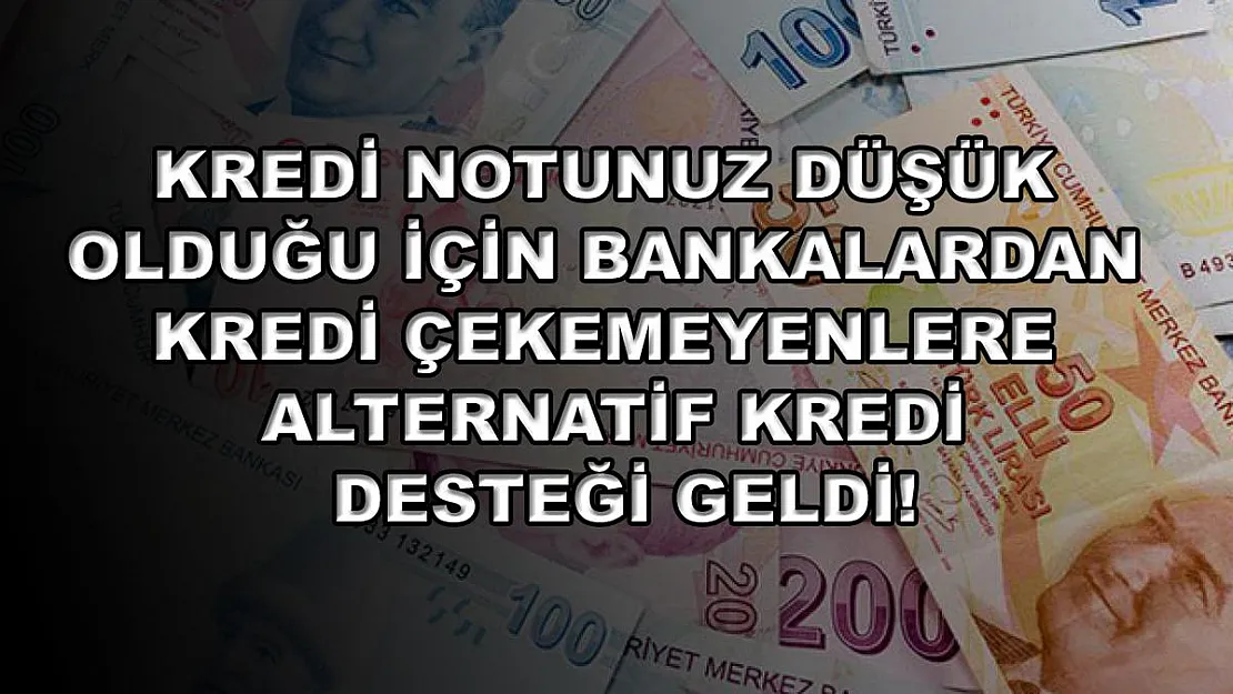 Kredi notunuz düşük olduğu için bankalardan kredi çekemeyenlere alternatif kredi desteği geldi!