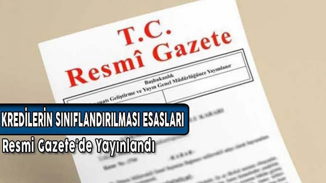 Kredilerin Sınıflandırılması Hakkında Usul ve Esaslar Resmi Gazete'de Yayınlandı