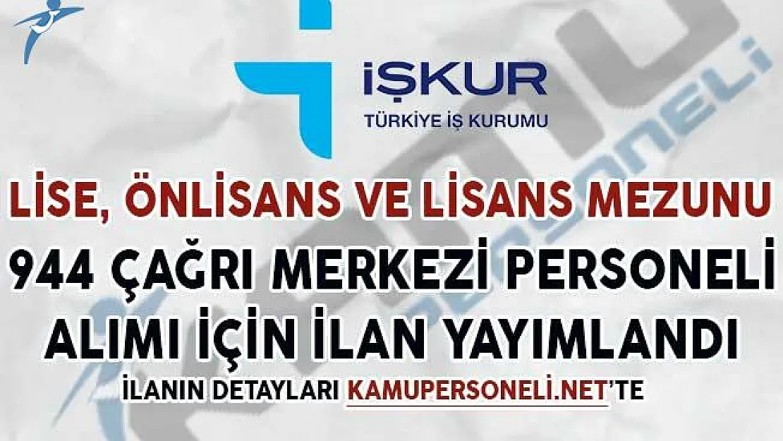 Lise, Önlisans ve Lisans Mezunu 944 Çağrı Merkezi Personeli Alınıyor