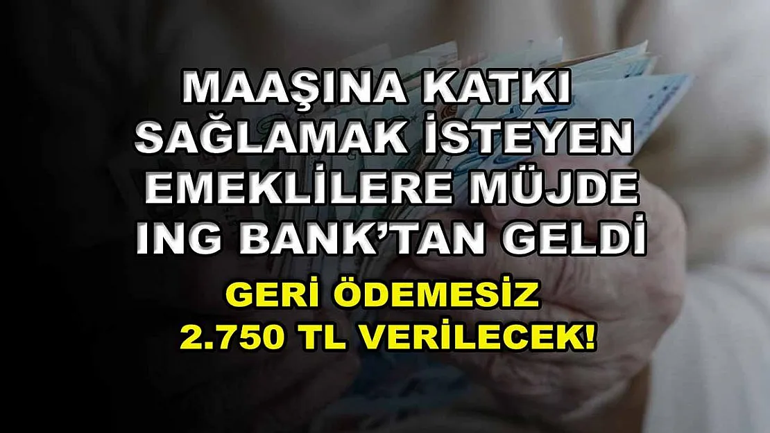Maaşına katkı sağlamak isteyen emeklilere müjde ING Bank'tan geldi: Geri ödemesiz 2.750 TL verilecek!