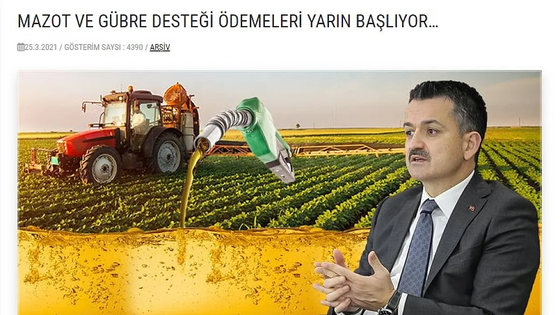 Mazot gübre desteği ödemeleri yarın itibariyle 81 ilde başlıyor!