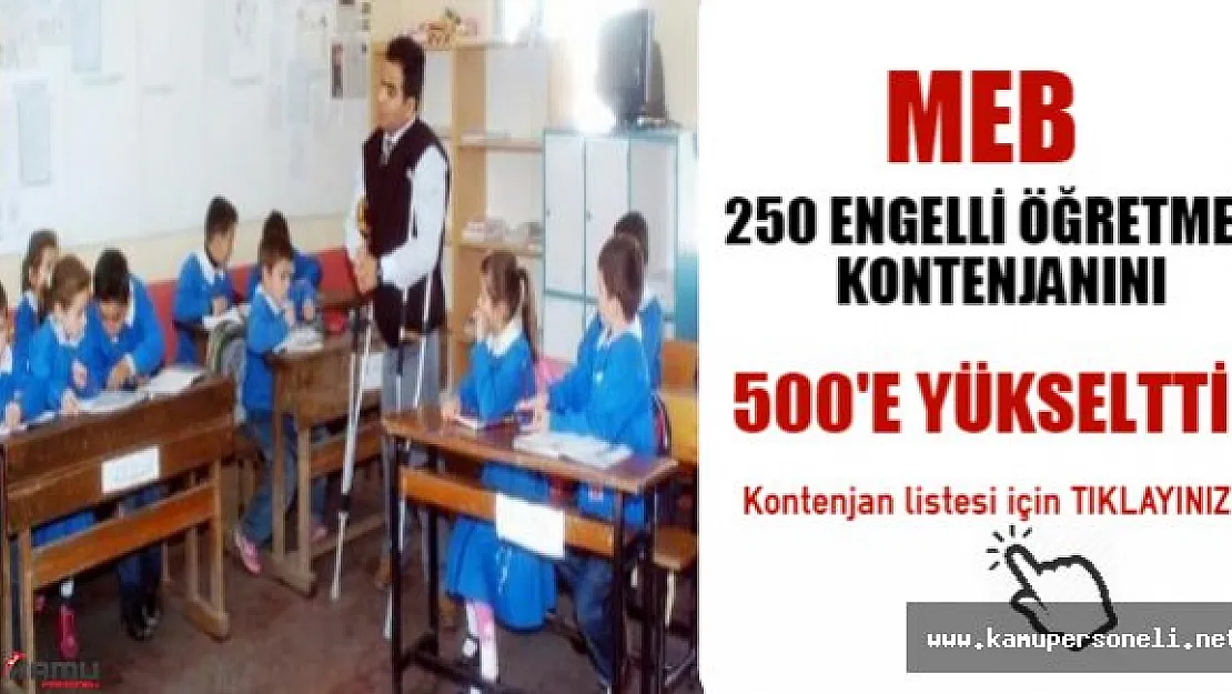 MEB, 250 Engelli Öğretmen Kontenjanını 500'e Yükseltti