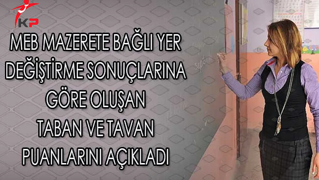 MEB Mazerete Bağlı Yer Değiştirme Sonuçlarına Göre Oluşan Taban ve Tavan Puanları Açıkladı