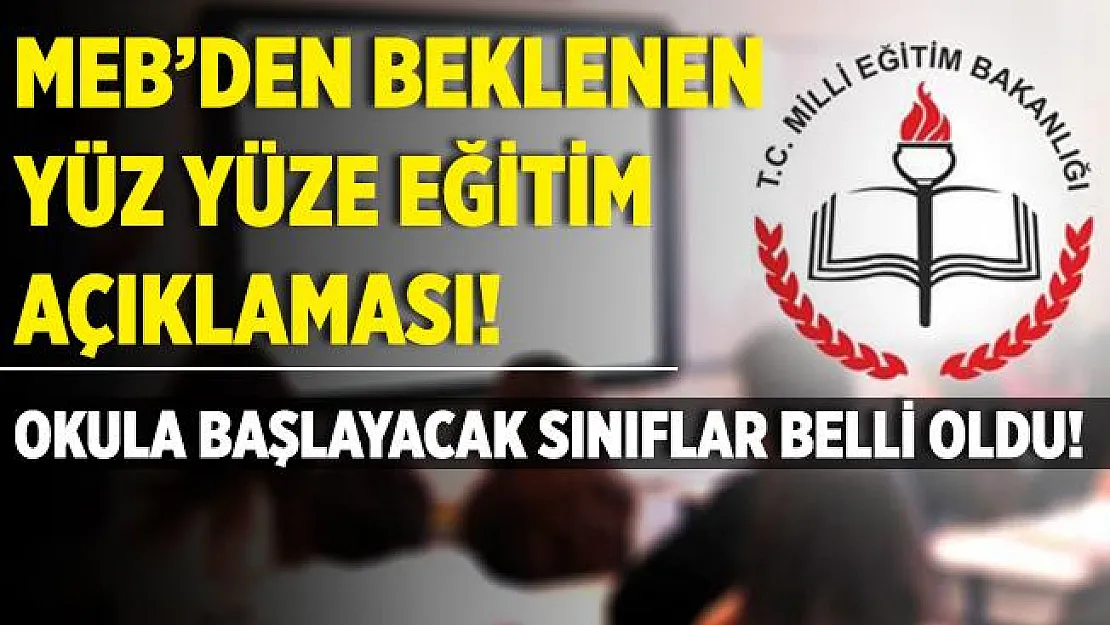 MEB son dakika açıkladı! 21 Eylül'de yüz yüze eğitime başlayacak sınıflar belli oldu!