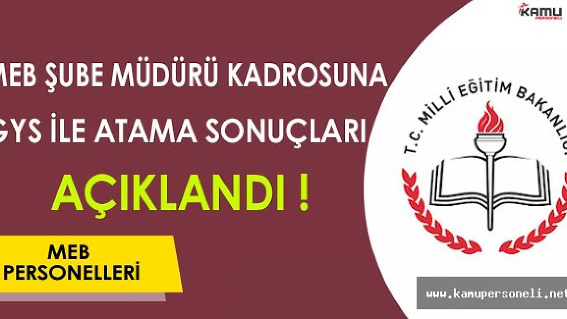 MEB Şube Müdürü Kadrosuna GYS Sonuçları Açıklandı