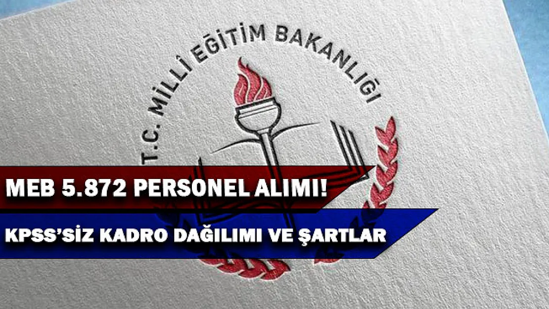 MEB Türkiye geneli KPSS şartsız 5 bin 872 personel alımı! Kadro dağılımı ve genel şartlar