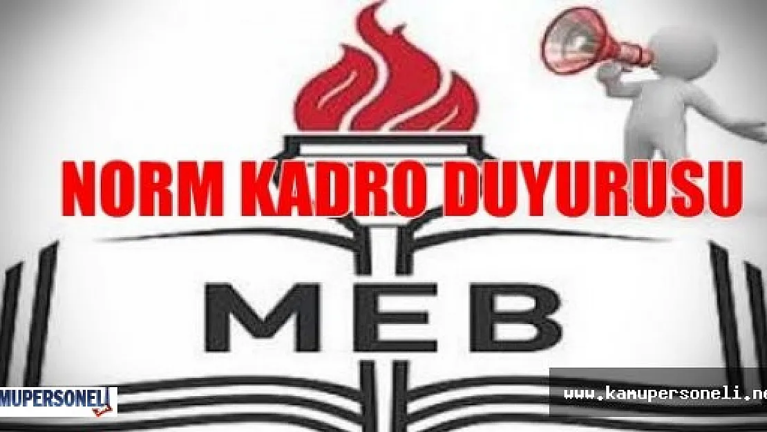 MEB'den Norm Kadro Duyurusu Yayımlandı