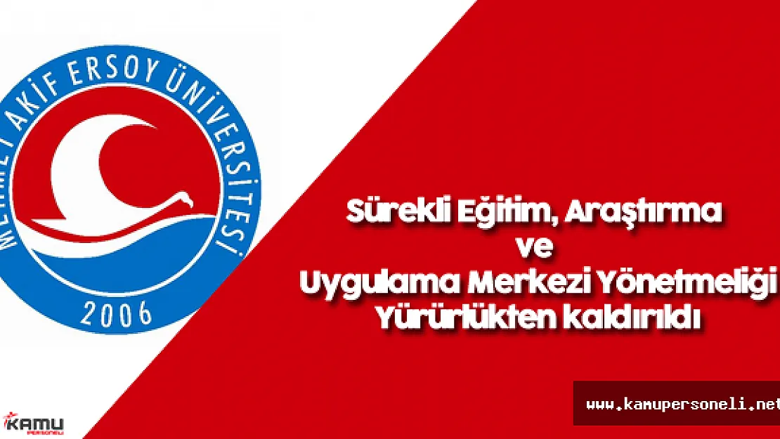 Mehmet Akif Ersoy Üniversitesi Sürekli Eğitim, Araştırma ve Uygulama Merkezi Yönetmeliği
