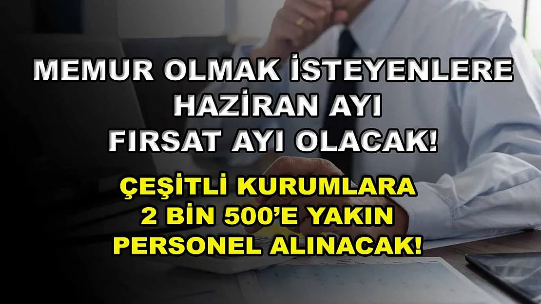 Memur Olmak İsteyenlere Haziran Ayı Fırsat Ayı Olacak! Çeşitli Kurumlara 2 Bin 500'e Yakın Personel Alınacak!