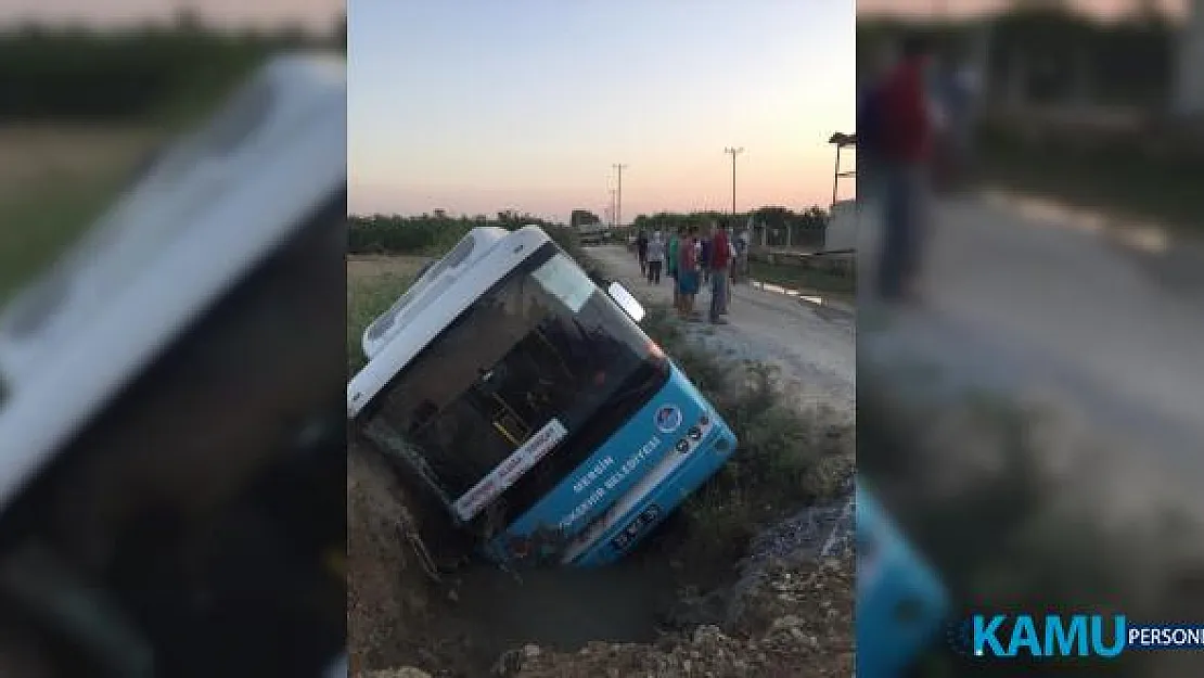 Mersin'in Tarsus ilçesinde belediye otobüsü devrildi! 4 Yaralı