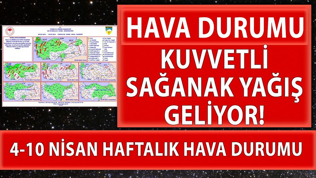 Meteoroloji Genel Müdürlüğü (MGM) 4 - 10 Nisan 2021 hava durumu!