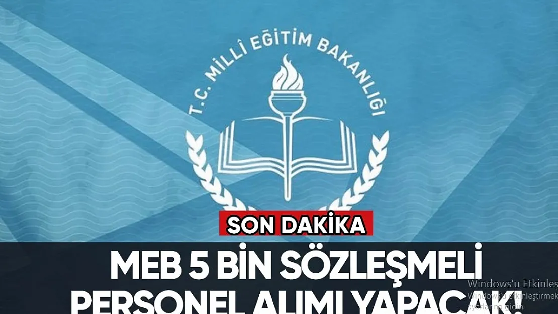 Milli Eğitim Bakanlığı duyurdu: MEB 5 bin personel alımı yapılacak! Büro personeli, hemşire, mühendis, avukat..