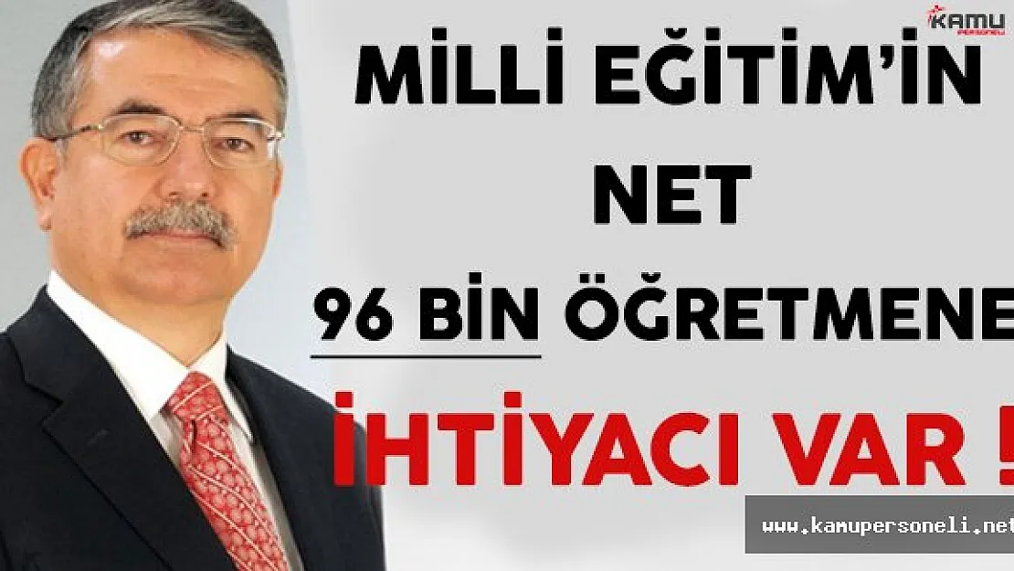 Milli Eğitim Bakanlığının Net Öğretmen İhtiyacı 96 Bin !