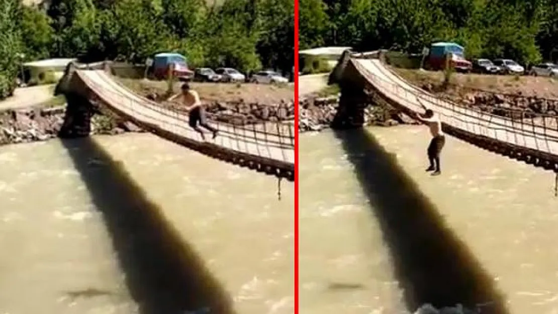 Milli sporcunun Çoruh Nehri'nin azgın sularına atlaması kameralara böyle yansıdı!