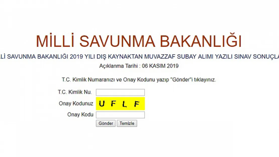 MSB 2019 yılı dış kaynaktan muvazzaf subay alımı yazılı sınav sonuçları açıklandı!