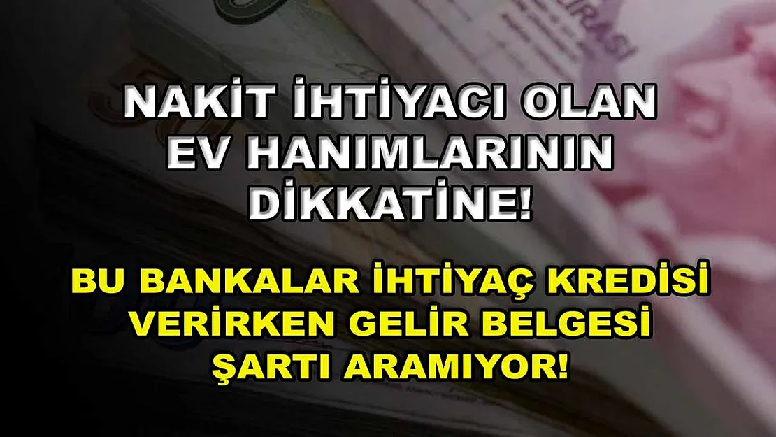 Nakit ihtiyacı olan ev hanımlarının dikkatine! Bu bankalar ihtiyaç kredisi verirken gelir belgesi şartı aramıyor!