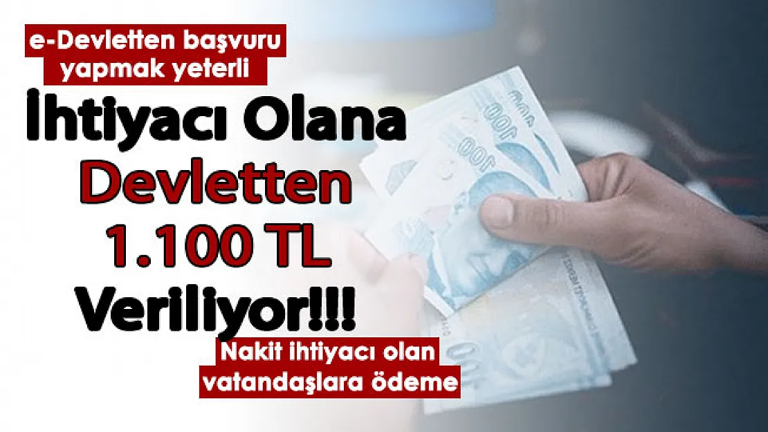 Nakit ihtiyacı olan vatandaşlara geri ödemesiz 1.100 lira veriliyor! Sadece e-Devletten başvuru yapmak yeterli