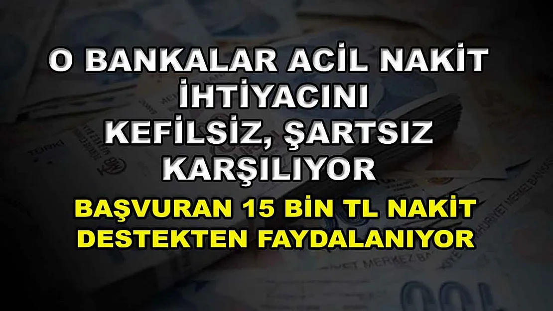 O bankalar acil nakit ihtiyacını kefilsiz, şartsız karşılıyor: Başvuran 15 bin TL nakit destekten faydalanıyor